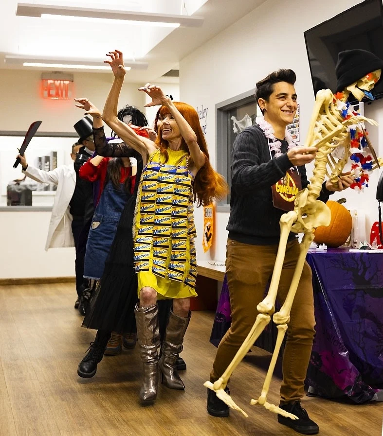 Rennert students and staff celebrating Halloween during a seasonal activity in New York City.